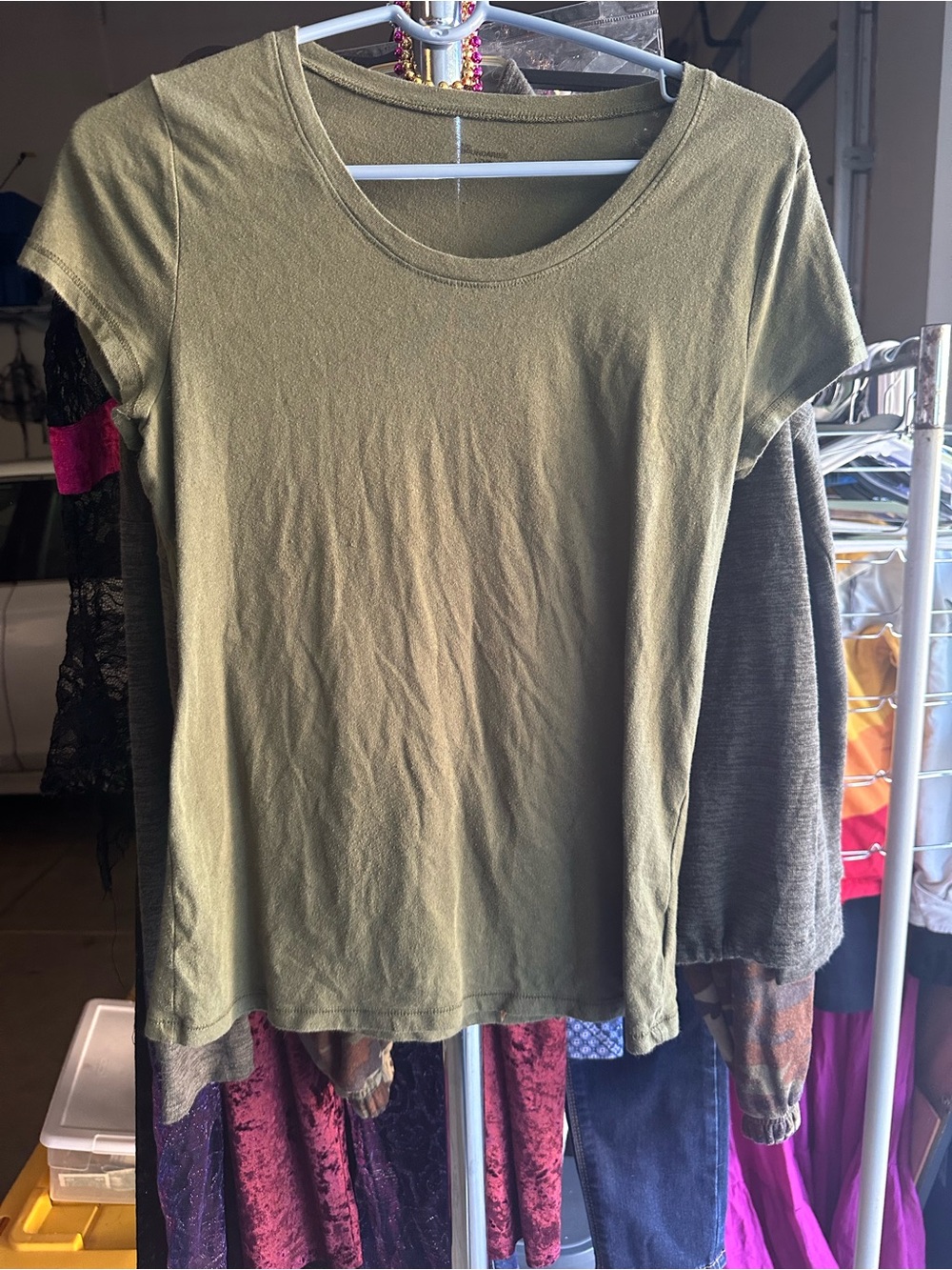 Olive Green Scoop Neck Short Sleeve Tee